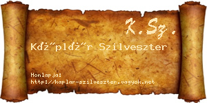 Káplár Szilveszter névjegykártya