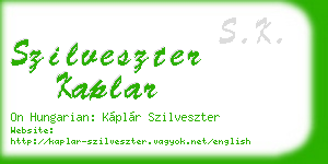 szilveszter kaplar business card