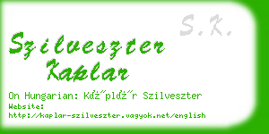 szilveszter kaplar business card